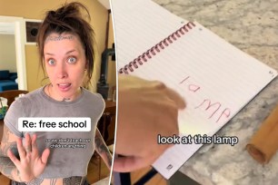 (Left) TikTok spiritual influencer and unschooling advocate Mami Onami. (Right) Screenshot from Mami Onami's video.