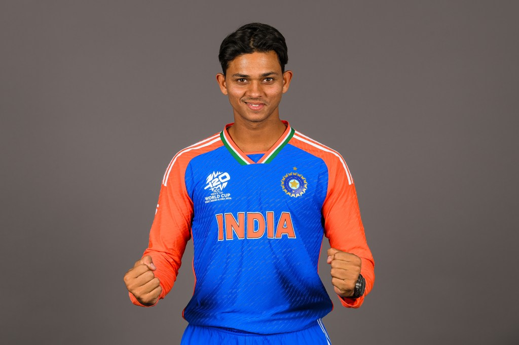 Yashasvi Jaiswal of India in his sports uniform, posing for a portrait before the ICC Men's T20 Cricket World Cup in New York, 2024.