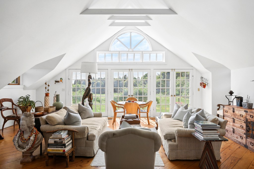 The living room with arched ceilings. 