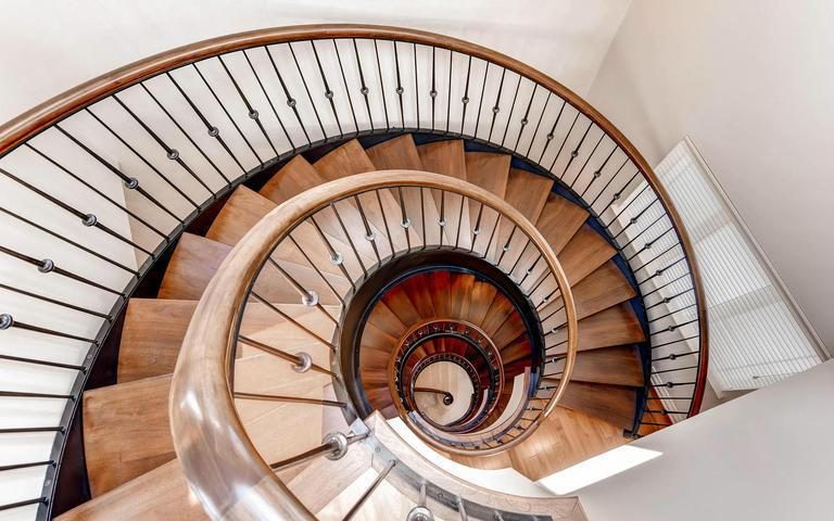 The spiral staircase.