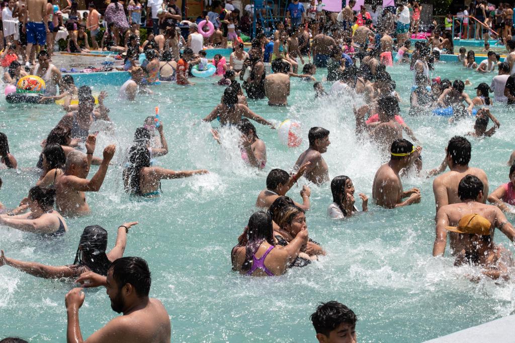 Mexico City, Mexico April 8 2023. Public swimming pool area in the east of Mexico City.; Shutterstock ID 2286579993; purchase_order: -; job: -; client: -; other: -