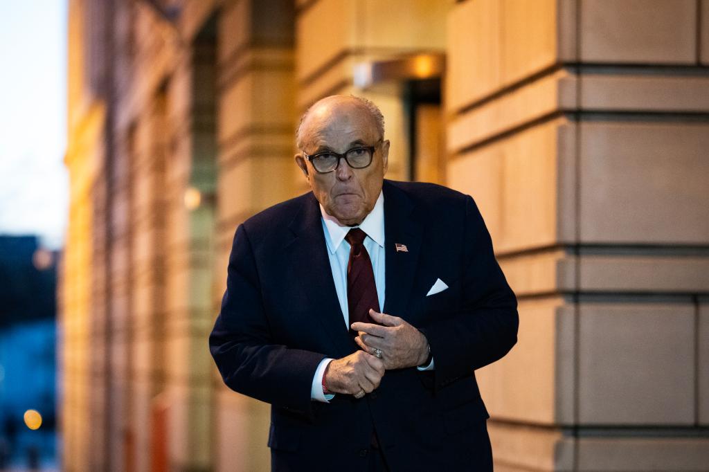 Rudy Giuliani exiting the E. Barrett Prettyman U.S. District Courthouse in Washington, D.C. on December 11, 2023, during his defamation jury trial.