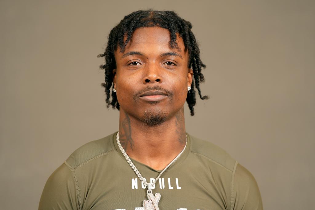 Khyree Jackson, who was killed in a car crash on July 6 poses for a portrait at the NFL football Combine