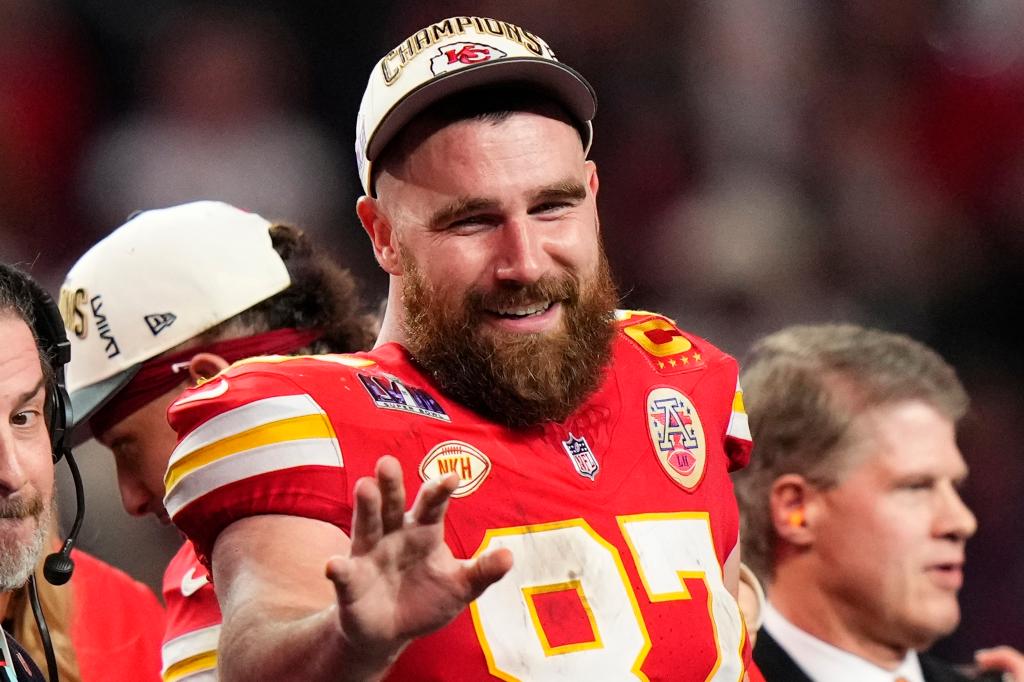 Travis Kelce after winning the 2024 Super Bowl.