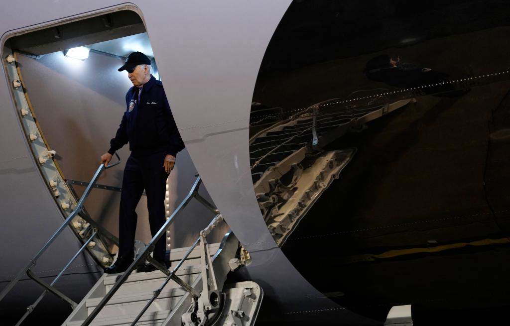 President Biden walked slowly off Air Force One and appeared to struggle to get into his motorcade Wednesday night.