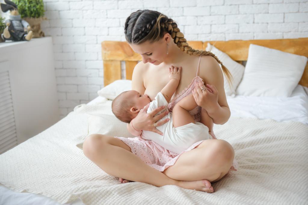 Mom breastfeeding her baby. 