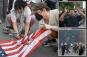 Disgraceful America-hating anti-Israel protesters burn US flag on July 4th in NYC 