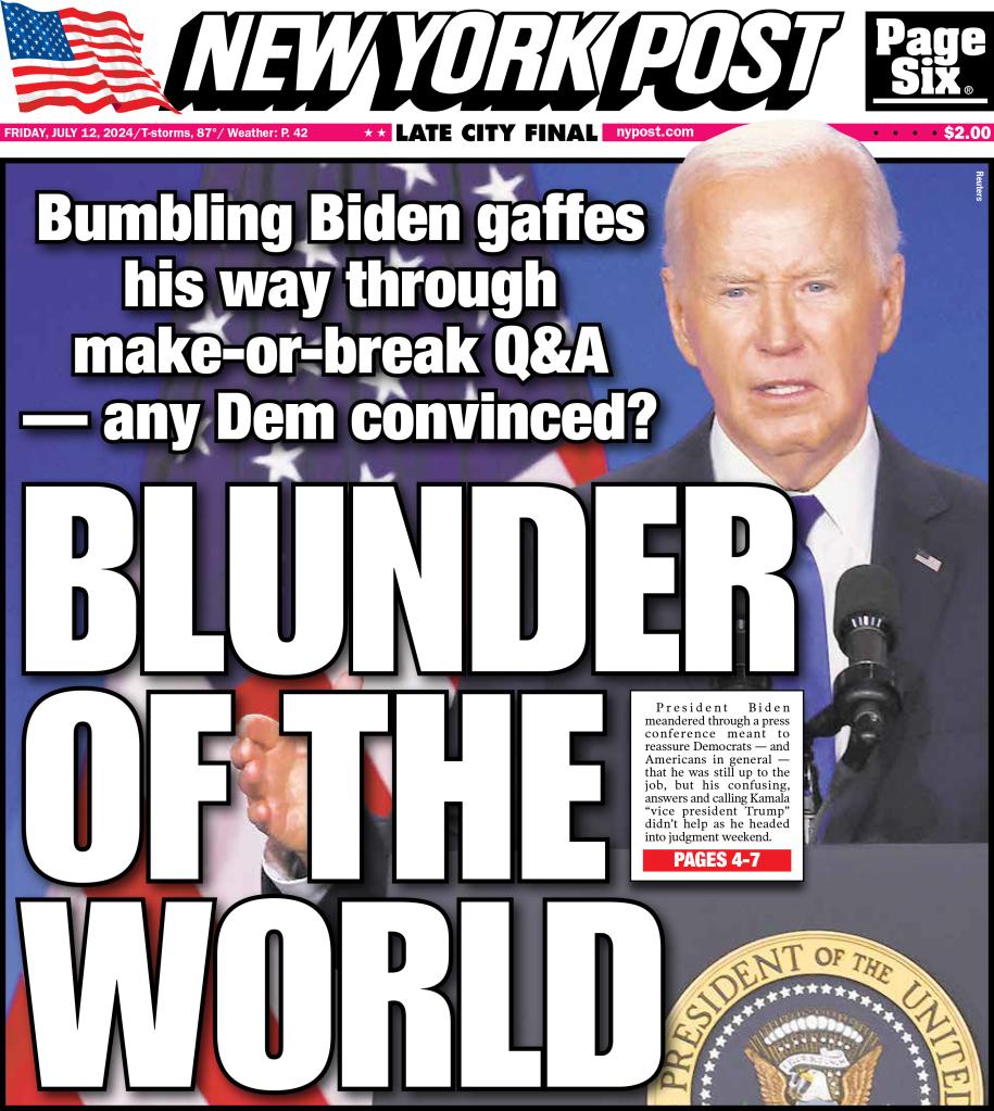 Front cover of NY Post