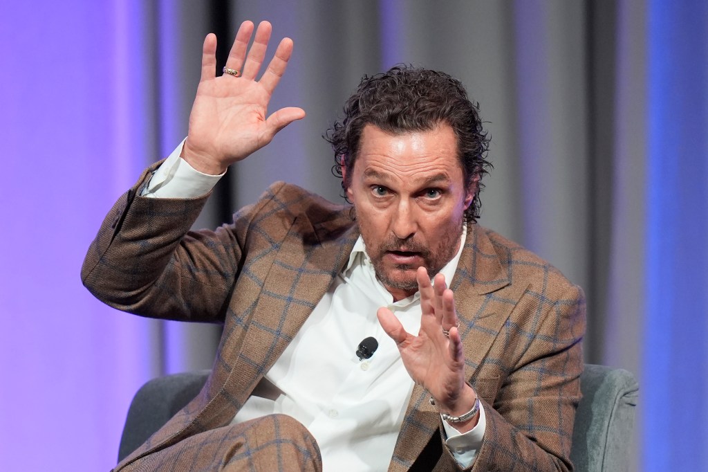 Actor Matthew McConaughey speaking at the 2024 summer meeting of the National Governors Association in Salt Lake City