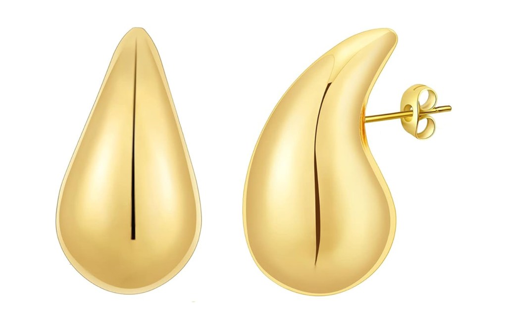 A pair of gold earrings