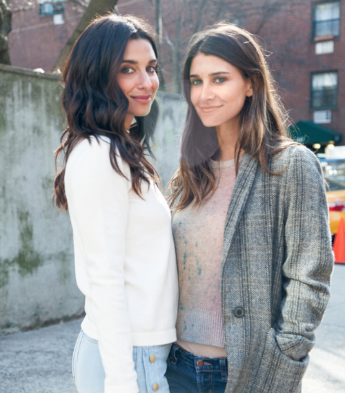 Candice Miller and Jenna Crespi, co-founders of the blog Mama+Tata, standing together and smiling