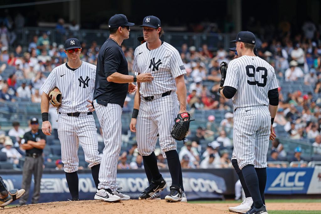 Gerrit Cole was removed from the game during the fifth inning.