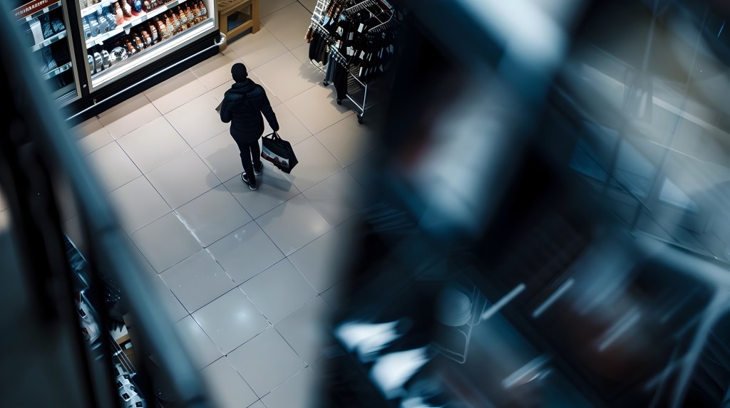 Security footage capturing a shoplifting incident at a retail store