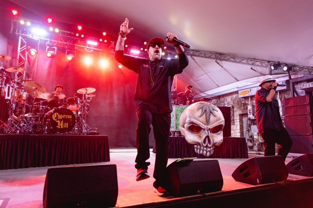 Eric Bobo, B-Real, DJ Lord, and Sen Dog of Cypress Hill perform 