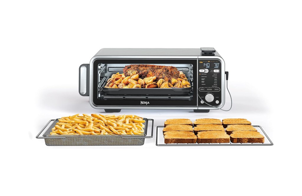 A toaster oven with food in it