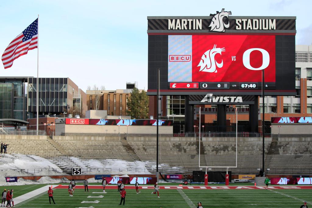 Pullman boasts a regional airport, art museum and is located just 8 miles from the University of Idaho, which helps serve the local economy.  A football stadium in Pullman is pictured.