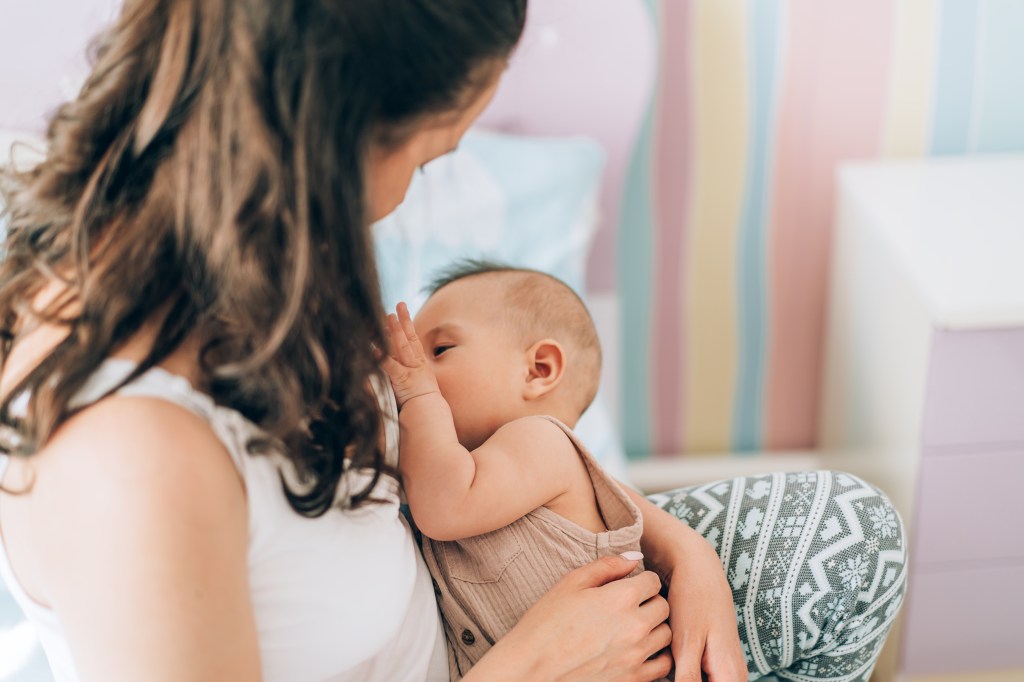 Mom breastfeeding her baby. 