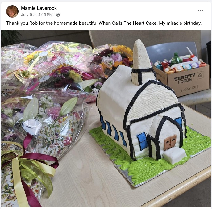 A facebook post of a cake. 