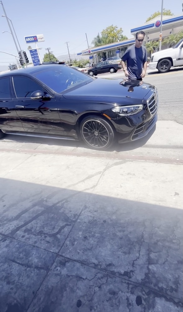 The Mercedes-Benz S-class driver was stopped at a red light in Los Angeles when the boy walked past his car on July 1, 2024.