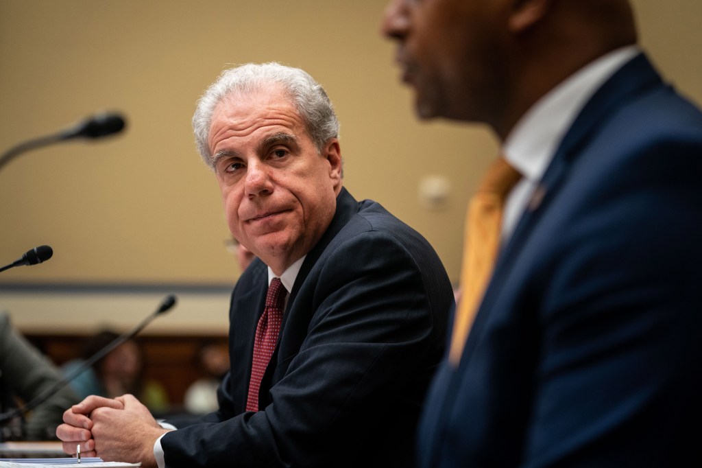 Michael Horowitz, chair of the Pandemic Response Accountability Committee, testifies during a House Oversight and Reform committee hearing to discuss COVID Pandemic Federal Spending at the U.S. Capitol on Wednesday, Feb. 1, 2023 in Washington, DC. 