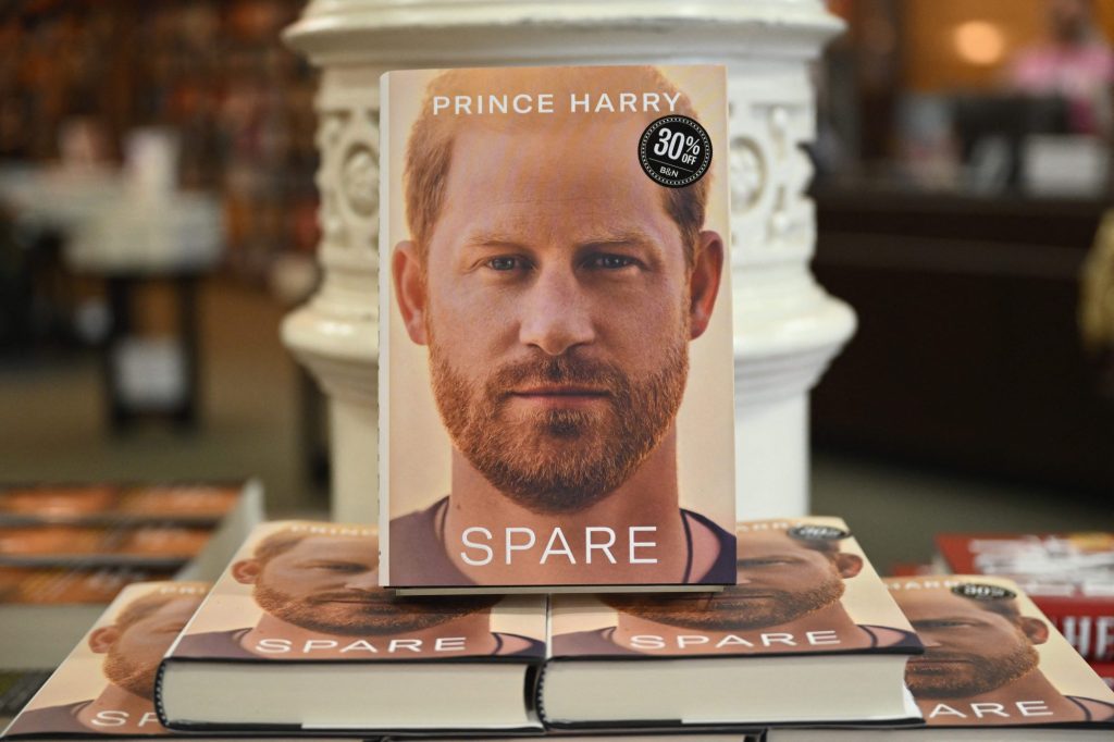 Copies of Prince Harry's autobiography, 'Spare', on display at a Barnes & Noble bookstore in New York City