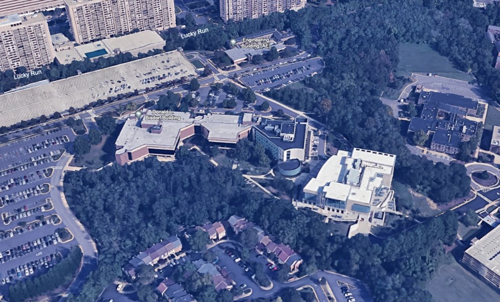 A overhead view of the campus.