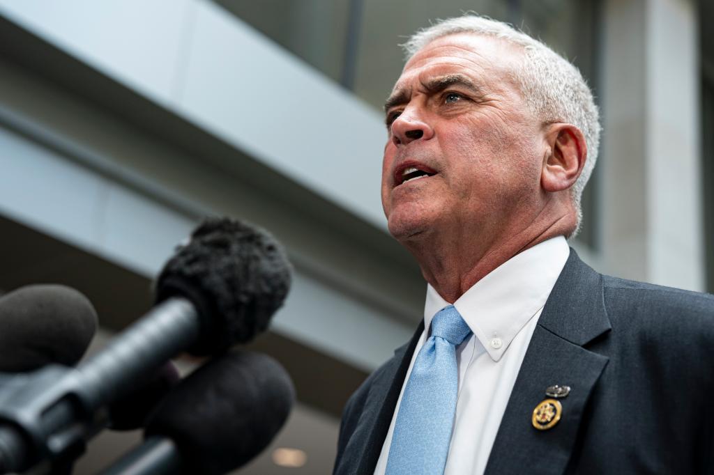U.S. Rep. Brad Wenstrup speaking to reporters outside of a closed-door interview on Capitol Hill