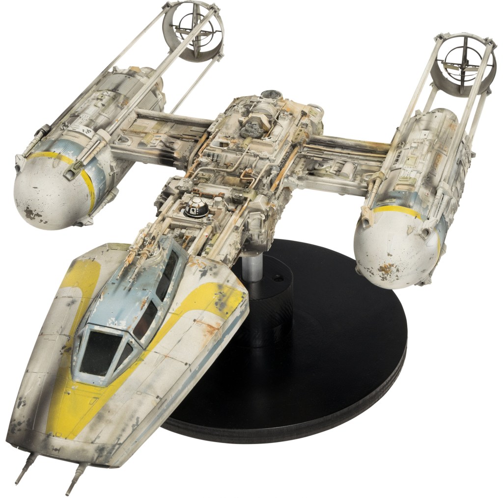 Closeup of the Y-wing starfighter from "Star Wars."