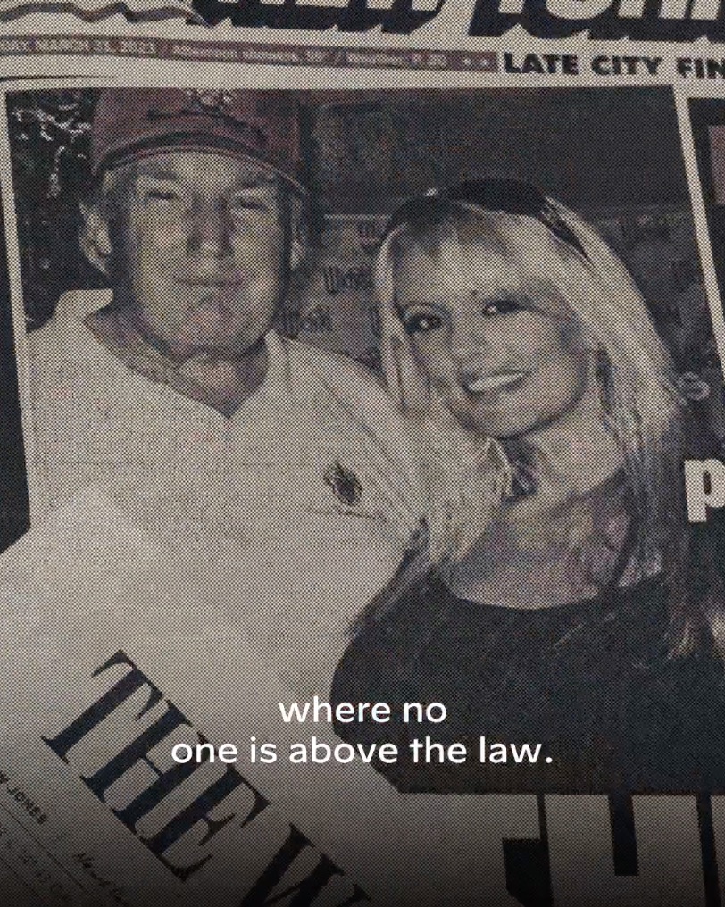 The ad shows a picture with Trump and Stormy Daniels.