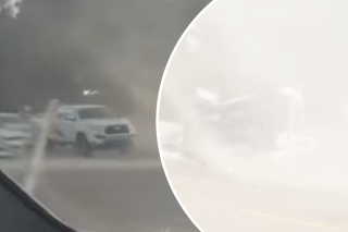 Watch the moment a tornado forms before flipping a pick-up truck