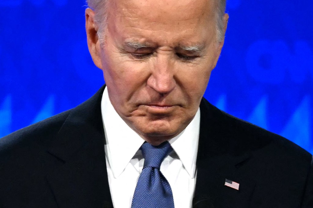 Joe Biden looking downward