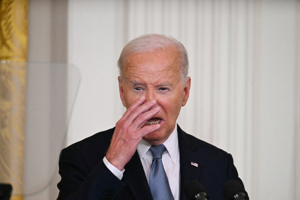 President Joe Biden speaks during a Medal of Honor Ceremony in the East Room of the White House in Washington, DC, on July 3, 2024. 