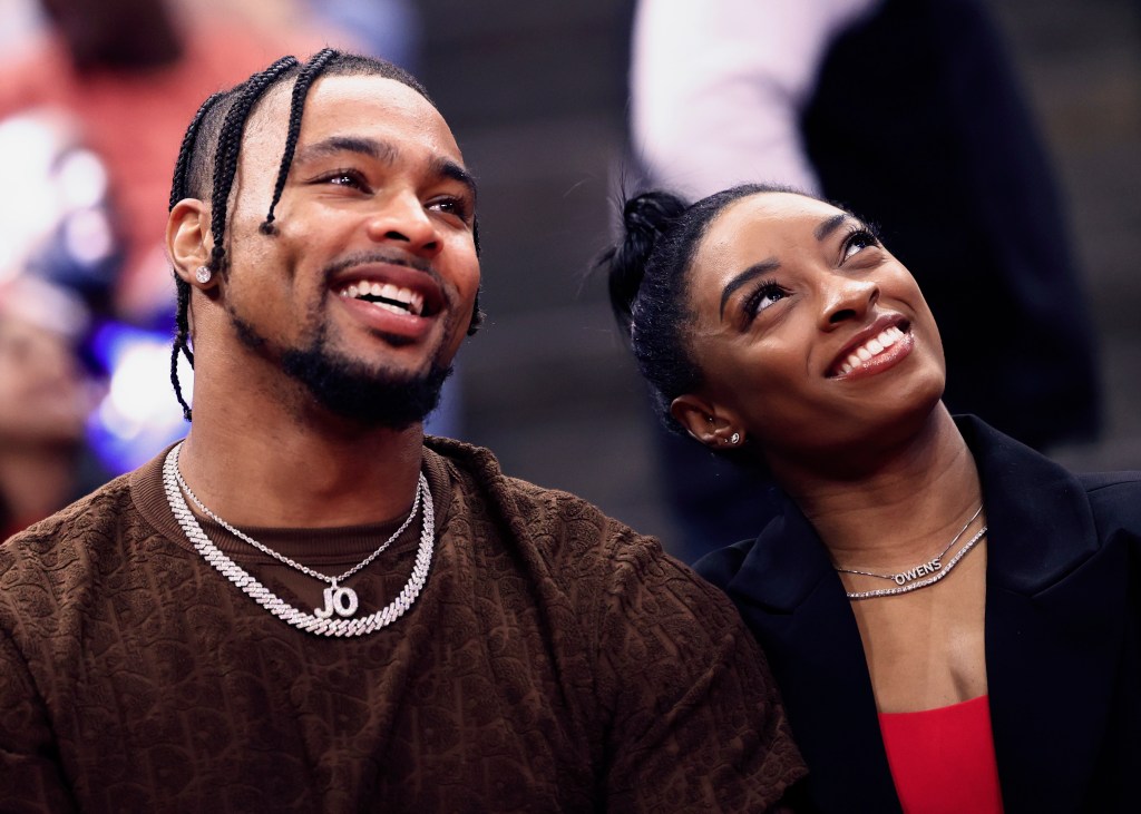 Jonathan Owens and Simone Biles. 