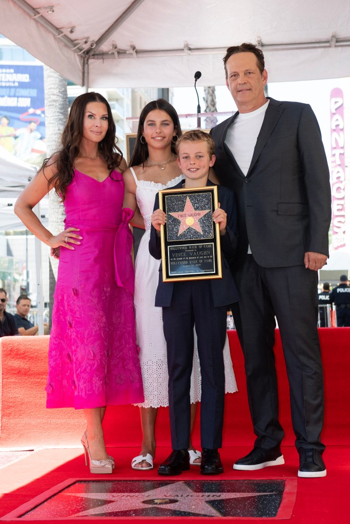 Vince Vaughn with his wife and children at his Hollywood Walk of Fame star ceremony on Aug. 12, 2024