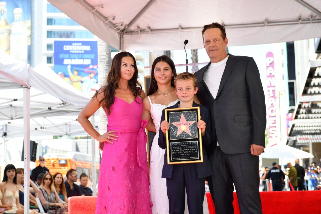 Vince Vaughn and his family at the Hollywood Walk of Fame ceremony.