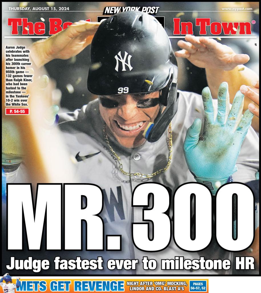 The back cover of the New York Post on Aug. 15, 2024