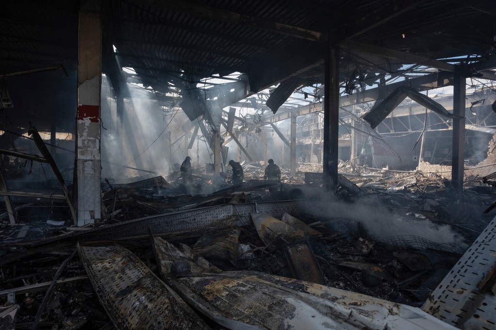 The airfield base is shown completely obliterated after the drones attack