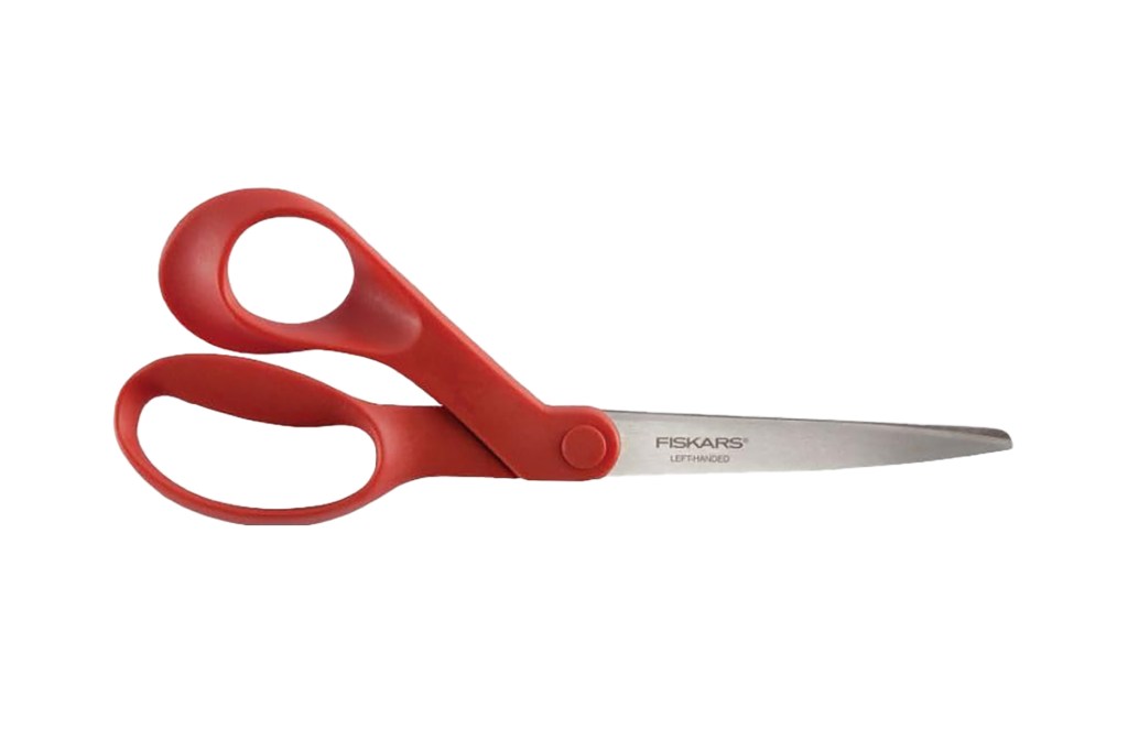 A pair of red Fiskars scissors