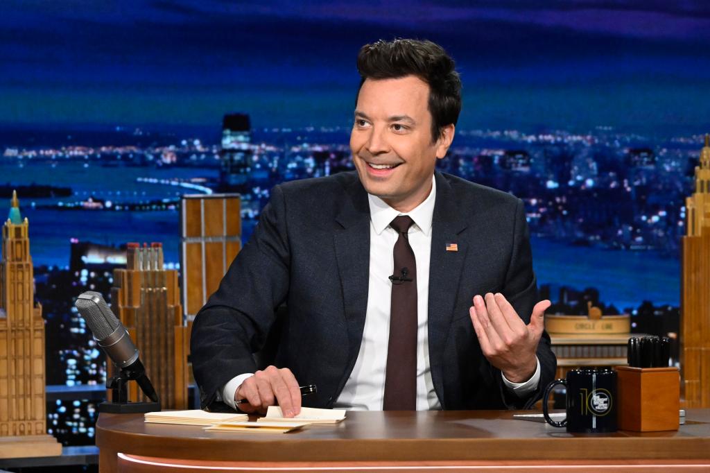 Jimmy Fallon at his desk