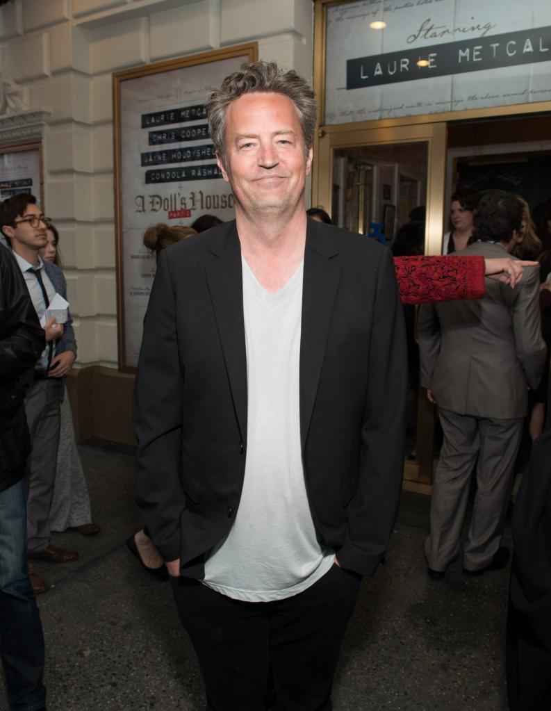 Matthew Perry in a black jacket attending the opening night of 'A Doll's House, Part 2' on Broadway in New York City