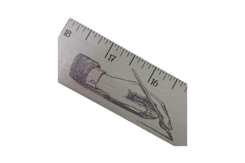 Close-up view of a ruler