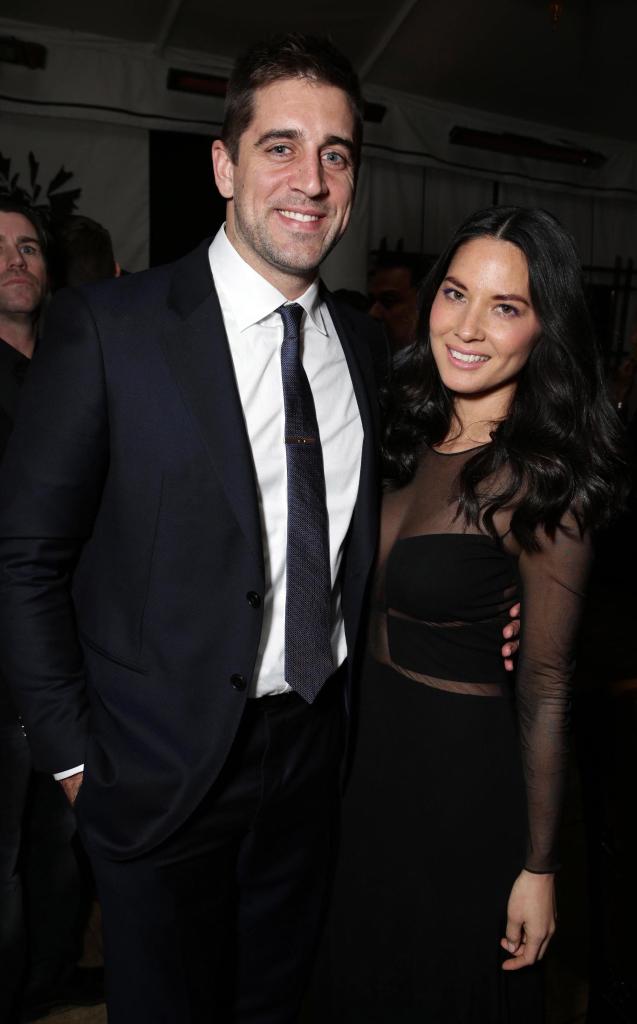 Aaron Rodgers and Olivia Munn seen at the Los Angeles Premiere of Lionsgate's "Mortdecai" on Wed, Jan 21, 2015