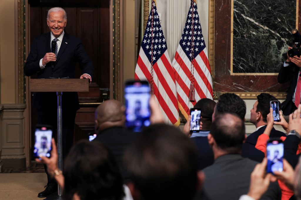 President Joe Biden addresses an audience of content creators at the White House Creator Economy Conference in Washington, D.C., U.S., August 14, 2024