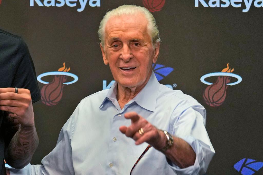 Miami Heat team president Pat Riley, during a news conference Friday, June 28, 2024, in Miami. 