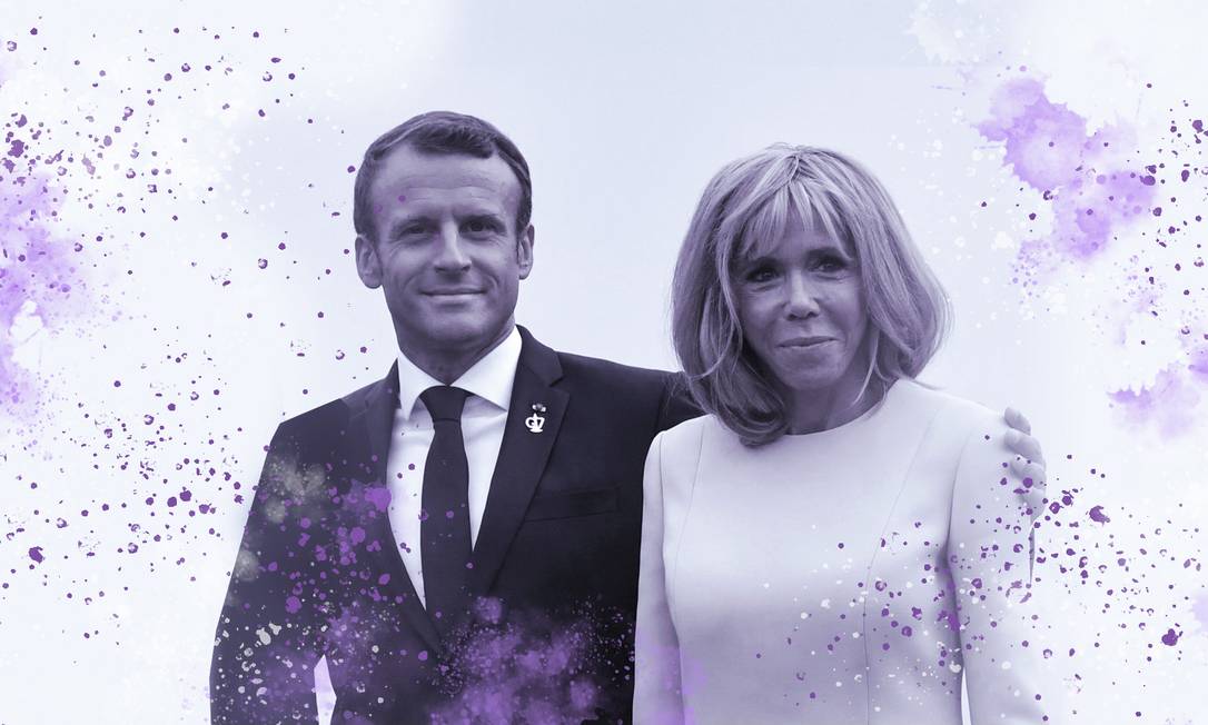 O presidente francês, Emmanuel Macron, ao lado da primeira-dama, Brigitte Macron Foto: AFP