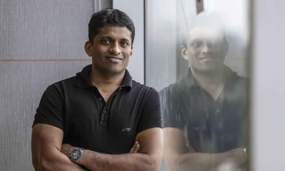 Byju Raveendran criou um aplicativo educacional que recebeu US$ 150 milhões em financiamento no início deste mês Foto: Bloomberg