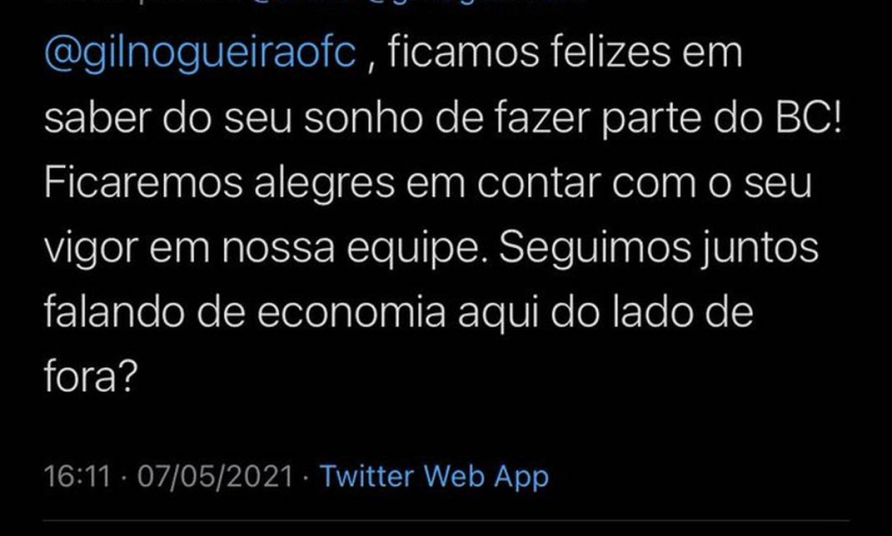 BC responde a Gil do Vigor sobre sua vontade de fazer parte da instituição Foto: Reprodução