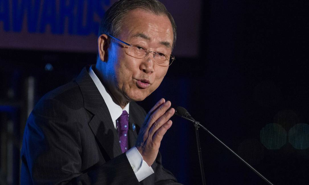 Secretário-geral da ONU, Ban Ki-moon. Grupo de diplomatas pede fim da imunidade a membros das forças de paz envolvidos em crimes sexuais Foto: LUCAS JACKSON / REUTERS