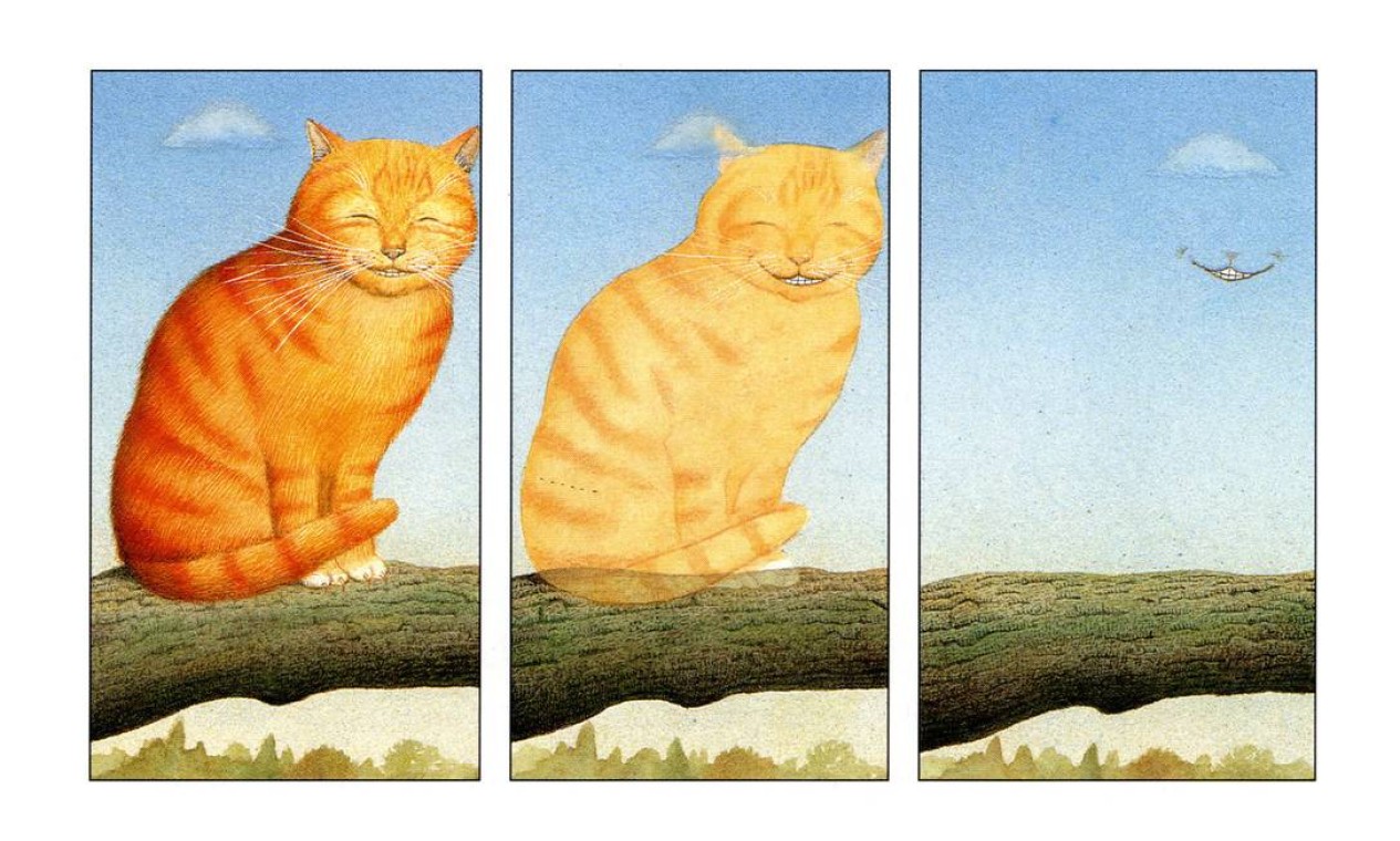 Gato de Cheshire, na versão do ilustrador britânico Anthony Browne em sua "Alice no país das maravilhas" Foto: Reprodução