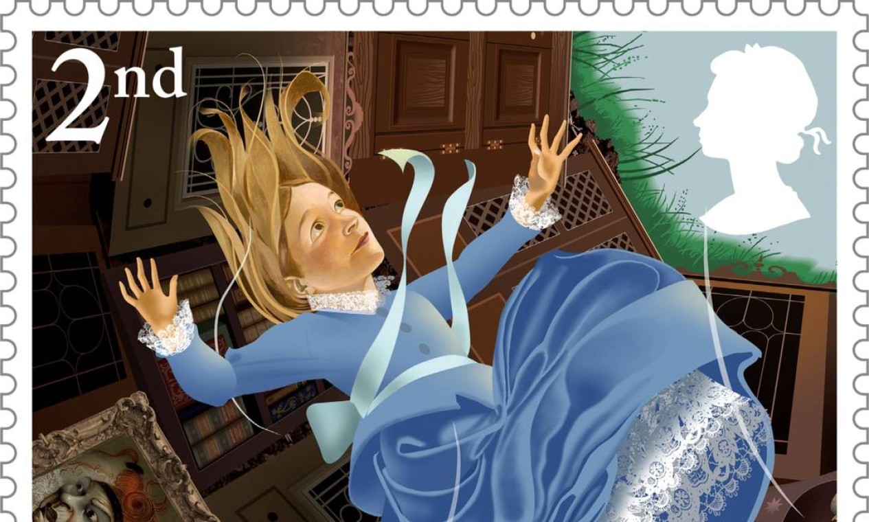 Detalhe do selo comemorativo do Royal Mail em homenagem aos 150 anos de "Alice no país das maravilhas" Foto: Divulgação